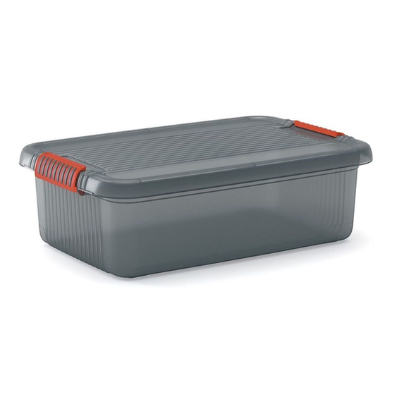 KIS - K Latch Box M - Rechteckige Aufbewahrungsbox Grau - Monochromatisch - Ergonomische Griffe - 28 l Volumen KIS - K Latch Box M - Rechteckige Aufbewahrungsbox Grau - Monochromatisch - Ergonomische Griffe - 28 l Volumen