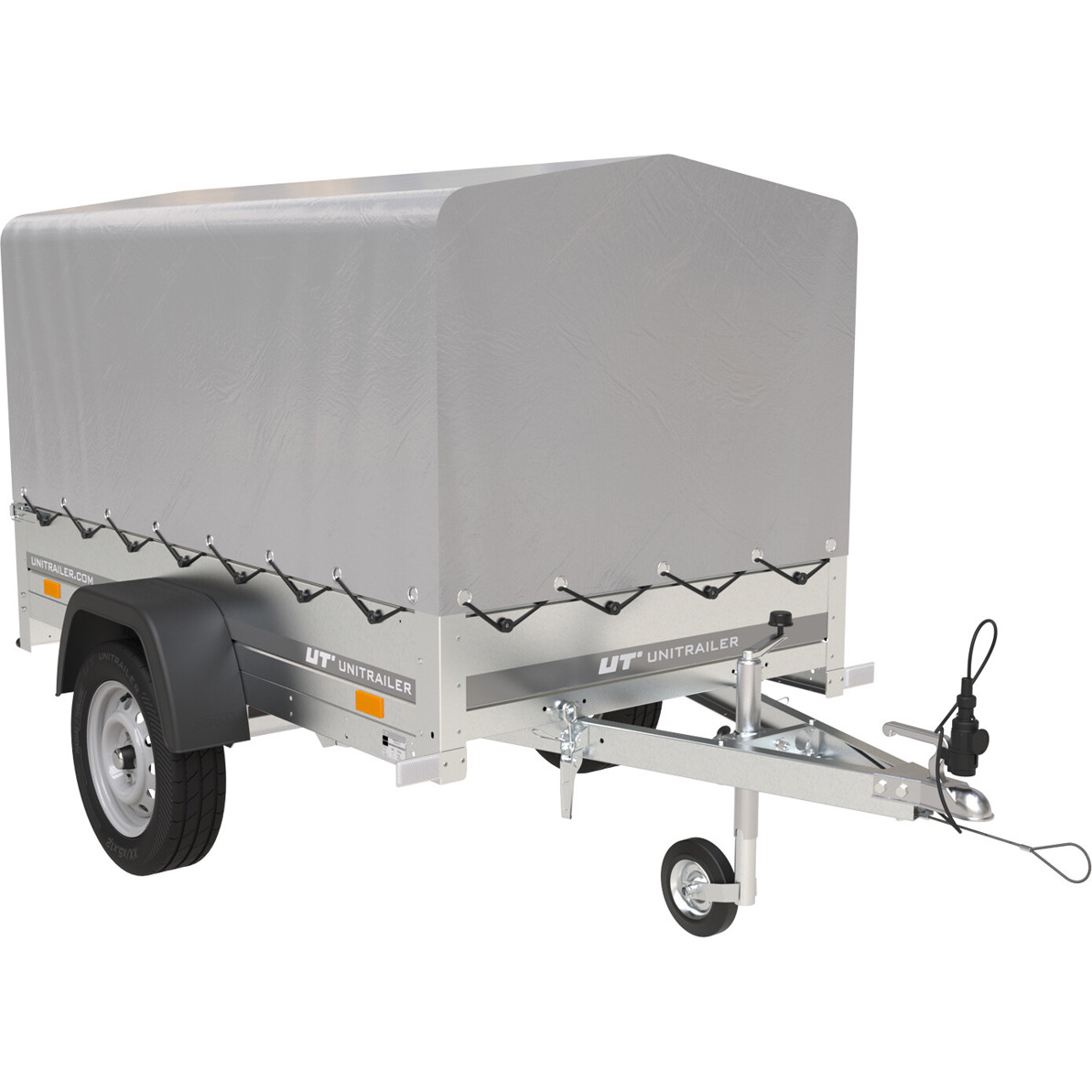 Unitrailer - UT004178 Garden Trailer 200 Kipp (Einachser, 750kg, V-Deichsel, 13 Zoll, Silber, Stahlblech, Siebdruckbodenplatte, 633kg Nutzlast, 116kg Leergewicht, 200x106cm, 7-Polig, Planenanhänger) Unitrailer - UT004178 Garden Trailer 200 Kipp (Einachser, 750kg, V-Deichsel, 13 Zoll, Silber, Stahlblech, Siebdruckbodenplatte, 633kg Nutzlast, 116kg Leergewicht, 200x106cm, 7-Polig, Planenanhänger)