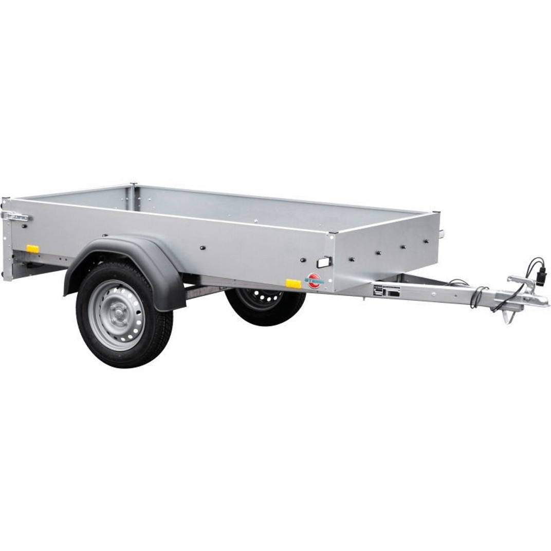 Stema - AN 750 (Pritschenanhänger, 750kg, Einachser, 13 Zoll, silber, 292x149x80cm, Bordwände aus Stahl, verzinkt) Stema - AN 750 (Pritschenanhänger, 750kg, Einachser, 13 Zoll, silber, 292x149x80cm, Bordwände aus Stahl, verzinkt)